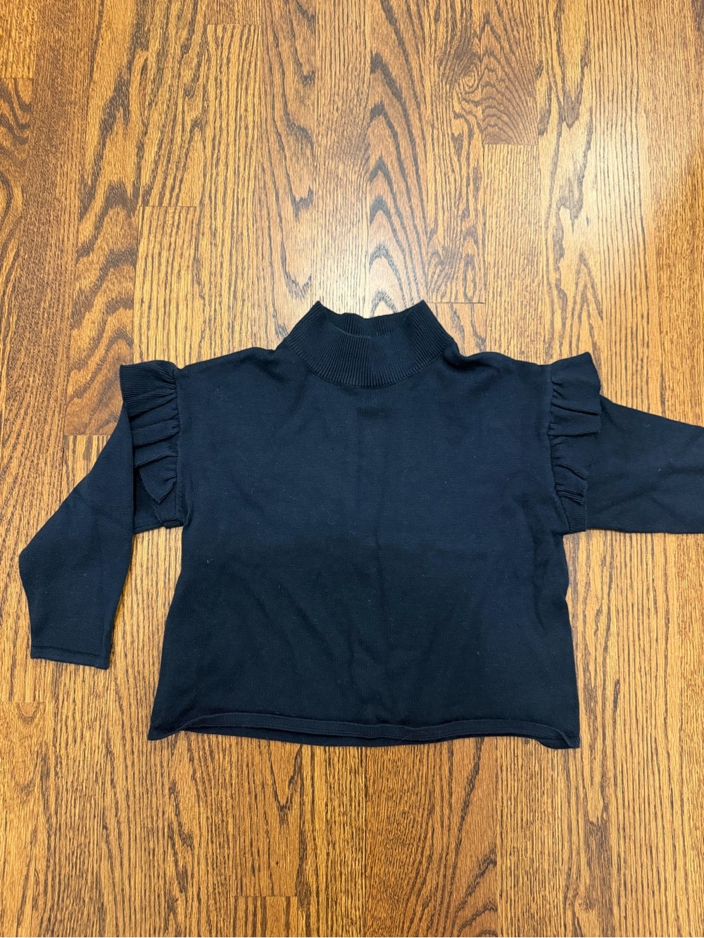 Mango Black Ribbed Mock Neck Sweater